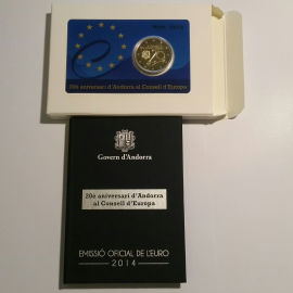 Andorra 2 euro 2014 "20 jaar toetreding EU"  PROOF Coincard