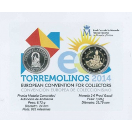 Spanje 2 euro 2014  Gaudi / Torremolinos Proof in coincard