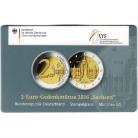 Duitsland 2 euro 2016  Sachsen "Dresdner Zwinger"  D Munchen Coincard