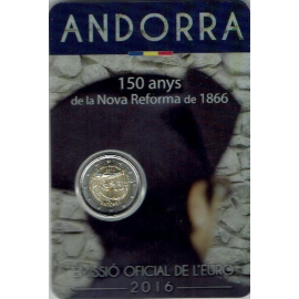 Andorra 2016 2 euro 150 jaar nieuwe hervorming 1866 BU Coincard