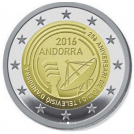 Andorra 2 euro 2016 25 jaar Radio en Televisie Coincard  