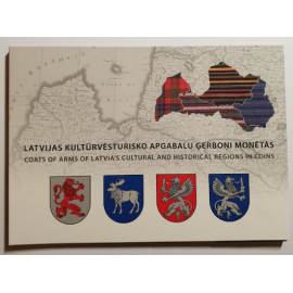 Letland met 4 coincards van de provincies in Blister