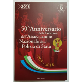 Italie 5 euromunt 2018 "50e verjaardag Politie" in blister