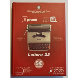 *Italië 5 euro 2020 Olivetti Lettera 22 Rood Zilver Coincard