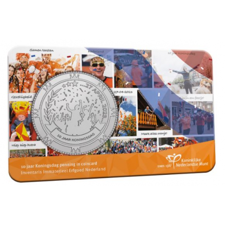 Nederland 2023  10 jaar Koningsdag penning Coincard
