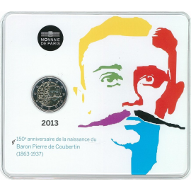 Frankrijk 2 euro 2013 "Pierre Coubertin" BU coincard blister  
