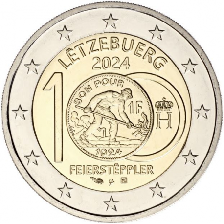 Luxemburg 2 euro 2024 100 Jr. 1 Franc Gieterij Arbeider UNC