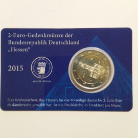Duitsland 2 Euro 2015 Coincard "Hessen Pauluskerk "A" Berlin Blauwe uitvoering