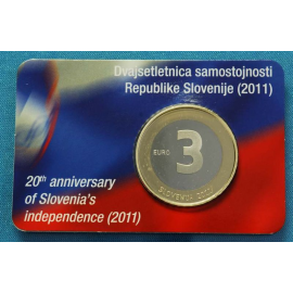 Coincard 3 Euro Commemorative Slovenië 2011 - 20 jaar Onafhankelijkheid